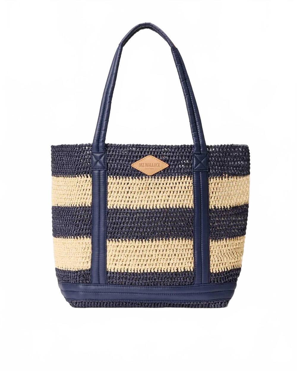 NEW MZ WALLACE women's crochet medium tote bag in dawn/natural stripe